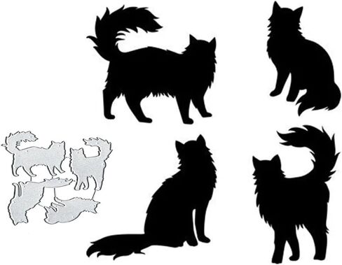 4 قطع قطط يموت قطع معدنية، إطار قطط معدني قطع يموت قطع الاستنسل لبطاقات القصاصات DIY ألبوم الصور الزخرفية النقش ورقة يموت لصنع بطاقة سكرابوكينغ in Kuwait