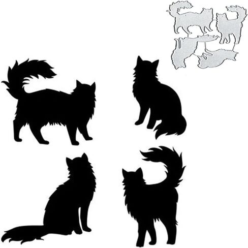 4 قطع قطط يموت قطع معدنية، إطار قطط معدني قطع يموت قطع الاستنسل لبطاقات القصاصات DIY ألبوم الصور الزخرفية النقش ورقة يموت لصنع بطاقة سكرابوكينغ in Kuwait