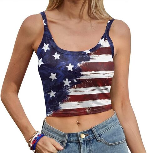 Maisolly Women's 4th of July Sexy American Flag Patriotic Crop Tank Top in Saudi Arabia