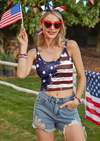 Maisolly Women's 4th of July Sexy American Flag Patriotic Crop Tank Top in Saudi Arabia
