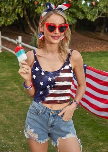 Maisolly Women's 4th of July Sexy American Flag Patriotic Crop Tank Top in Saudi Arabia
