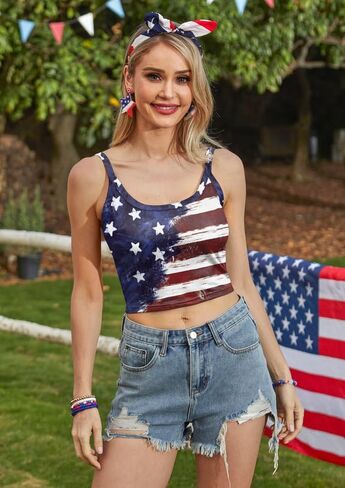 Maisolly Women's 4th of July Sexy American Flag Patriotic Crop Tank Top in Saudi Arabia