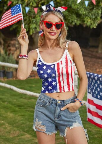 Maisolly Women's 4th of July Sexy American Flag Patriotic Crop Tank Top in Saudi Arabia