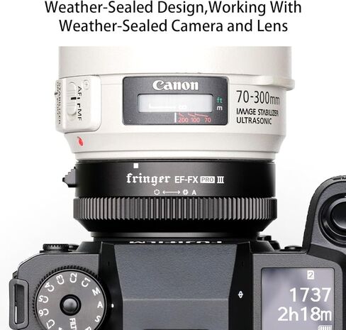 محول عدسة التركيز التلقائي Fringer EF-FX PRO III فتحة إلكترونية مدمجة متوافقة مع عدسة Canon EOS Sigma Tamron EF Series لكاميرا Fujifilm All X-Series X-T5 X-T4 X-T3 XH2S X-S20 X-T30II in Kuwait