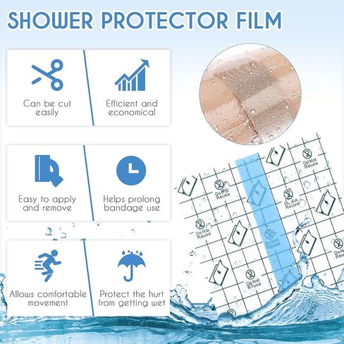 48 Pieces Transparent Stretch Adhesive Bandage Waterproof Adhesive Bandages Clear Protective Adhesive Bandage Waterproof Transparent Dressing Tape 3 Sizes, 8 x 8 Inch, 6 x 6 Inch, 4 x 4 Inch in Saudi Arabia