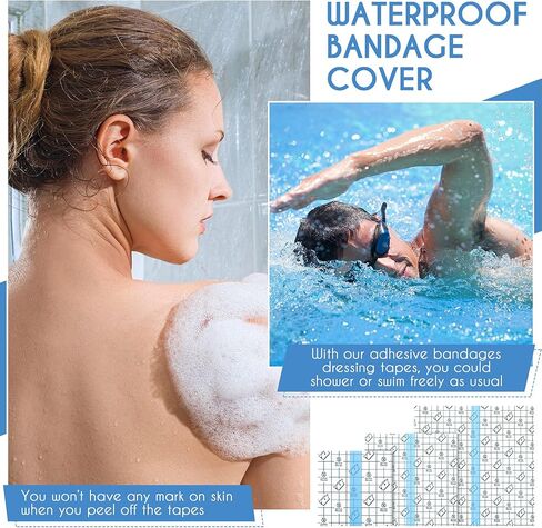 48 Pieces Transparent Stretch Adhesive Bandage Waterproof Adhesive Bandages Clear Protective Adhesive Bandage Waterproof Transparent Dressing Tape 3 Sizes, 8 x 8 Inch, 6 x 6 Inch, 4 x 4 Inch in Saudi Arabia