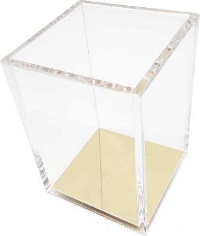 Acrylic Pen Holder, Clear Makeup Brush Holder Modern Elegant Gold Base Design, Office Organizer, Pencil Cup, Cute Pen Holder, Pen Display, Desk Organizer, Brush Holder in Saudi Arabia