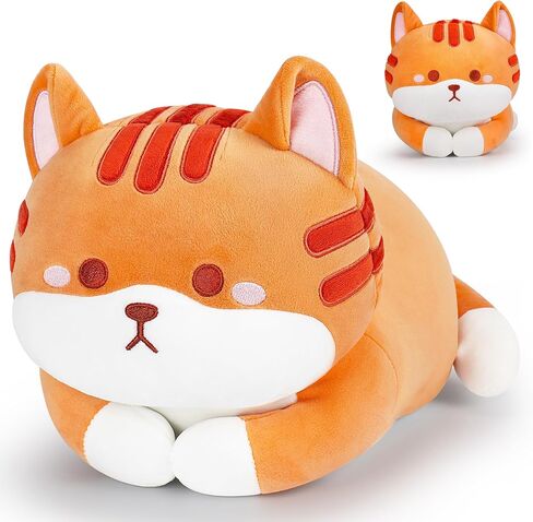 Cat Weighted Stuffed Animal,3.0lb Cute Cat Plush Pillow,Kawaii Kitten Plush Kitty Hugging Pillow,Soft Cat Plush Toys Body Pillows Gifts for Birthday(Orange,15.7") in Saudi Arabia