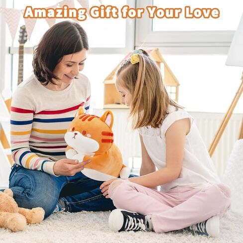 Cat Weighted Stuffed Animal,3.0lb Cute Cat Plush Pillow,Kawaii Kitten Plush Kitty Hugging Pillow,Soft Cat Plush Toys Body Pillows Gifts for Birthday(Orange,15.7") in Saudi Arabia