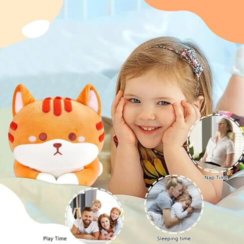 Cat Weighted Stuffed Animal,3.0lb Cute Cat Plush Pillow,Kawaii Kitten Plush Kitty Hugging Pillow,Soft Cat Plush Toys Body Pillows Gifts for Birthday(Orange,15.7") in Saudi Arabia