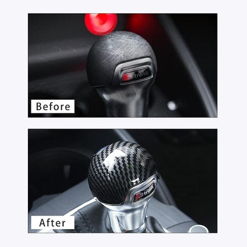 Trim for Audi A4 A5 S5 SQ5 Q5 Q7 Accessories Auto Gear Shift Knob Cover Trim Cap Protector Interior Sport Style - Carbon Fiber Grain in Saudi Arabia