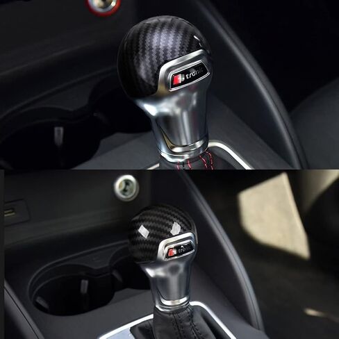 Trim for Audi A4 A5 S5 SQ5 Q5 Q7 Accessories Auto Gear Shift Knob Cover Trim Cap Protector Interior Sport Style - Carbon Fiber Grain in Saudi Arabia