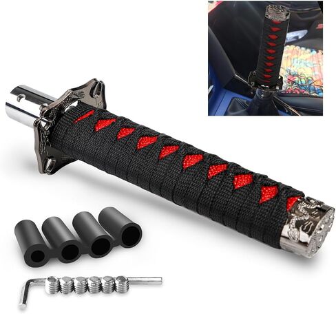 Katana Gear Shift Knob Samurai Sword Shifter Knob Universal Fit for Manual Cars with Adapters Red（15cm） in Saudi Arabia