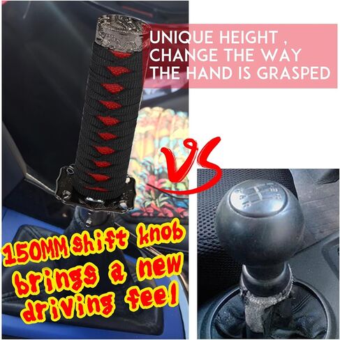 Katana Gear Shift Knob Samurai Sword Shifter Knob Universal Fit for Manual Cars with Adapters Red（15cm） in Saudi Arabia
