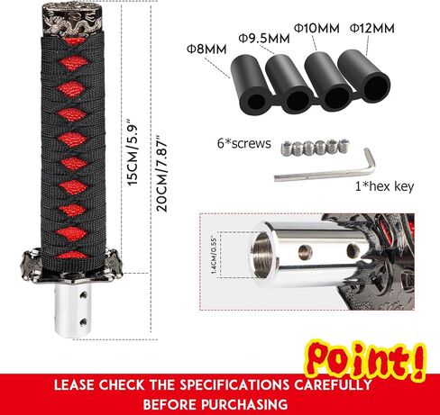 Katana Gear Shift Knob Samurai Sword Shifter Knob Universal Fit for Manual Cars with Adapters Red（15cm） in Saudi Arabia