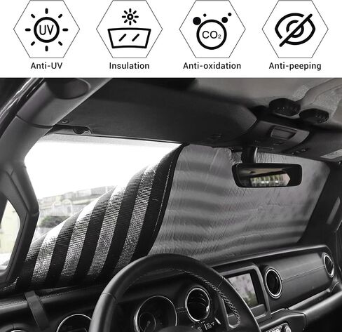 Voodonala for Jeep JL Windshield Sunshade Window Sun Shade Sun Visor Shade Panel for 2018-2024+Jeep Wrangler JL JLU 2/4 Door Gladiator JT 4xe Foldable Sun Shield Upgrade Cover Block Heat UV Rays in Saudi Arabia