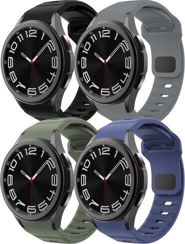 Rugged No Gap Band for Samsung Galaxy Watch 6/5/4 Band 44mm 40mm/Galaxy Watch 6 Classic Bands 47mm 43mm/Watch 4 Classic 46mm 42mm/Watch 5 Pro 45mm,Silicone Sport Strap Bracelet Correa Replacement Wristband for Men in Saudi Arabia