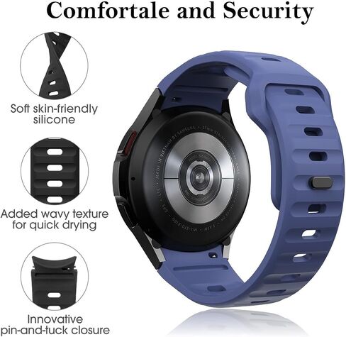 Rugged No Gap Band for Samsung Galaxy Watch 6/5/4 Band 44mm 40mm/Galaxy Watch 6 Classic Bands 47mm 43mm/Watch 4 Classic 46mm 42mm/Watch 5 Pro 45mm,Silicone Sport Strap Bracelet Correa Replacement Wristband for Men in Saudi Arabia