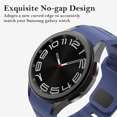 Rugged No Gap Band for Samsung Galaxy Watch 6/5/4 Band 44mm 40mm/Galaxy Watch 6 Classic Bands 47mm 43mm/Watch 4 Classic 46mm 42mm/Watch 5 Pro 45mm,Silicone Sport Strap Bracelet Correa Replacement Wristband for Men in Saudi Arabia