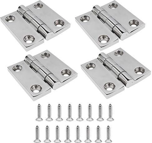 YANYU 4 قطع 1.5 بوصة × 1.5 بوصة مفصل فتحة قارب مصبوب مرآة صلبة مصقولة شديدة التحمل ومفصلات خزانة تثبيت متينة من الفولاذ المقاوم للصدأ البحري 316 مع براغي in Kuwait