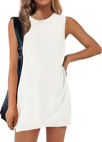 Womens Knit Pajamas Sets 2 Piece Outfits Tracksuits Summer Casual Sleeveless Sweater Tank Top Shorts Loungewear in Saudi Arabia