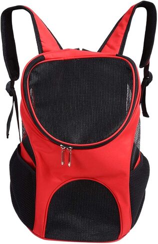 Pet Carrier Backpack, Pet Cat Dog Travel Front Shoulder Bag with Ventilated Breathable Mesh Hands Free for Traveling Hiking Walking Biking Cycling Outdoor Use Small Puppies Kitty Rabbits Carrying(Red) in Saudi Arabia