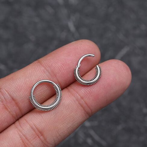 MissNity 16G Clicker Rings 316L Surgical Steel Hinged Hoops for Septum, Daith and Cartilage Earlobe Piercings Jewelry, Diameter 8mm, 10mm in Saudi Arabia