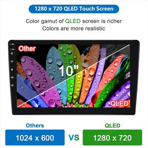 ستيريو سيارة بشاشة لمس واحدة Din، راديو سيارة 10 بوصة مع Apple CarPlay Android Auto قابل للفصل، ستيريو سيارة Android مع كاميرا AHD 1280x720 QLED 2+32GB USB WiFi BT GPS AM/FM-S7R102U1 in Kuwait