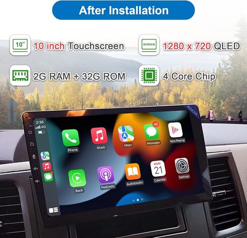 ستيريو سيارة بشاشة لمس واحدة Din، راديو سيارة 10 بوصة مع Apple CarPlay Android Auto قابل للفصل، ستيريو سيارة Android مع كاميرا AHD 1280x720 QLED 2+32GB USB WiFi BT GPS AM/FM-S7R102U1 in Kuwait