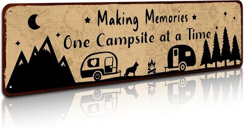 Funny Making Memories One Campsite at a Time Metal Tin Sign Wall Decor Farmhouse Rustic Camp Signs for Home Garage Men Cave Yard Decor,4" by 16" in Saudi Arabia