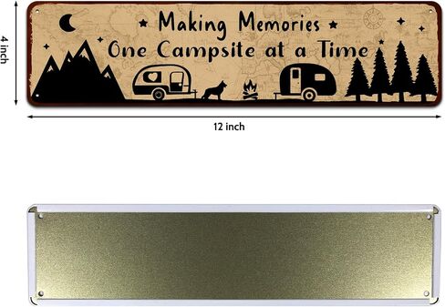 Funny Making Memories One Campsite at a Time Metal Tin Sign Wall Decor Farmhouse Rustic Camp Signs for Home Garage Men Cave Yard Decor,4" by 16" in Saudi Arabia