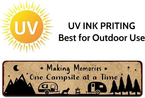 Funny Making Memories One Campsite at a Time Metal Tin Sign Wall Decor Farmhouse Rustic Camp Signs for Home Garage Men Cave Yard Decor,4" by 16" in Saudi Arabia