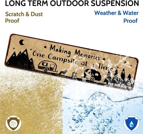 Funny Making Memories One Campsite at a Time Metal Tin Sign Wall Decor Farmhouse Rustic Camp Signs for Home Garage Men Cave Yard Decor,4" by 16" in Saudi Arabia