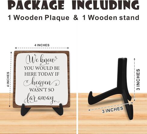 Wooden Sign - We Know You Would Be Here Today If Heaven Wasn't So Far Away, Memory Of Loved One Wedding Quote Wood Plaque With Support, Home House Shelf Desk Decoration - B19 in Saudi Arabia