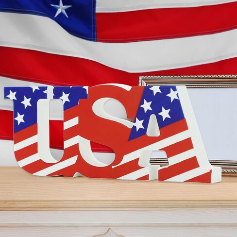 4th of July Wooden Signs Patriotic Star USA LOVE Car Sign Independence Day Desk Decor Memorial Independence Labor Day Table Decorations Wood Table Centerpieces D1-DLRBJ (USA) in Saudi Arabia