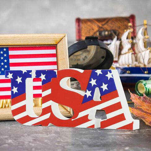4th of July Wooden Signs Patriotic Star USA LOVE Car Sign Independence Day Desk Decor Memorial Independence Labor Day Table Decorations Wood Table Centerpieces D1-DLRBJ (USA) in Saudi Arabia