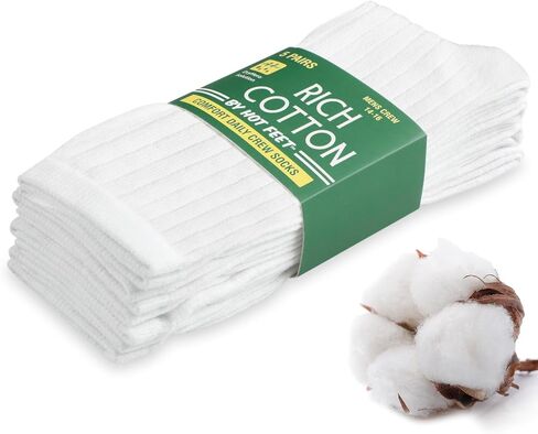 HOT FEET Thin Crew Summer Socks for Men - 5 Pack, Breathable, Moisture Wicking, Lightweight, Ribbed Cotton Socks, Sizes 7-17 in Saudi Arabia