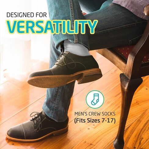 HOT FEET Thin Crew Summer Socks for Men - 5 Pack, Breathable, Moisture Wicking, Lightweight, Ribbed Cotton Socks, Sizes 7-17 in Saudi Arabia