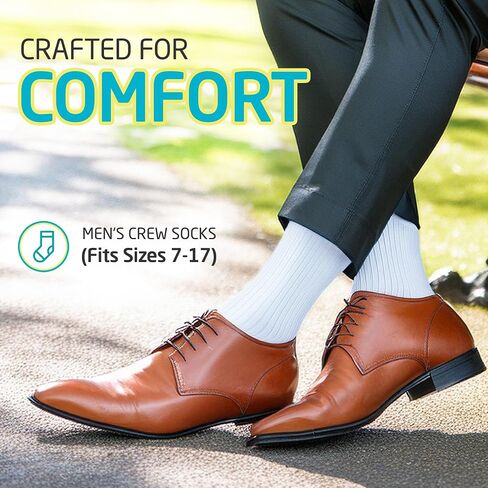 HOT FEET Thin Crew Summer Socks for Men - 5 Pack, Breathable, Moisture Wicking, Lightweight, Ribbed Cotton Socks, Sizes 7-17 in Saudi Arabia
