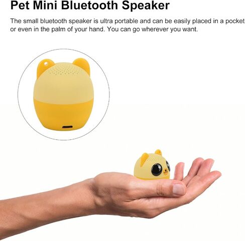 Pet Mini Bluetooth Speaker, 3W Audio Driver Animals Wireless Speakers with Selfie Function for Kids, Cute Animal Wireless Speaker for Powerful Rich Room Filling Sound (Bear) in Saudi Arabia
