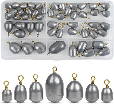 Fishing Weights Sinkers Kit,19/52pcs Bass Casting Sinkers Weights Bell Sinkers Assorted Iron Fishing Weights Drop Catfish Sinkers Weights for Saltwater Freshwater Fishing in Saudi Arabia