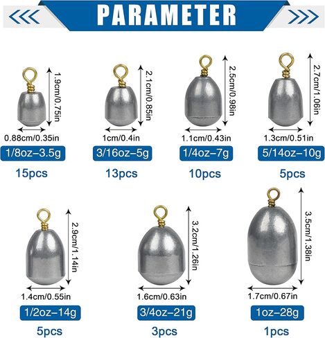 Fishing Weights Sinkers Kit,19/52pcs Bass Casting Sinkers Weights Bell Sinkers Assorted Iron Fishing Weights Drop Catfish Sinkers Weights for Saltwater Freshwater Fishing in Saudi Arabia