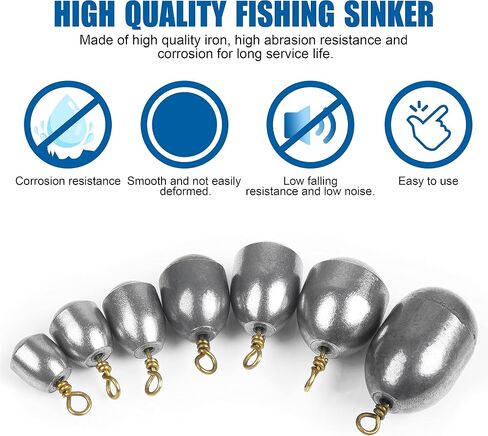 Fishing Weights Sinkers Kit,19/52pcs Bass Casting Sinkers Weights Bell Sinkers Assorted Iron Fishing Weights Drop Catfish Sinkers Weights for Saltwater Freshwater Fishing in Saudi Arabia