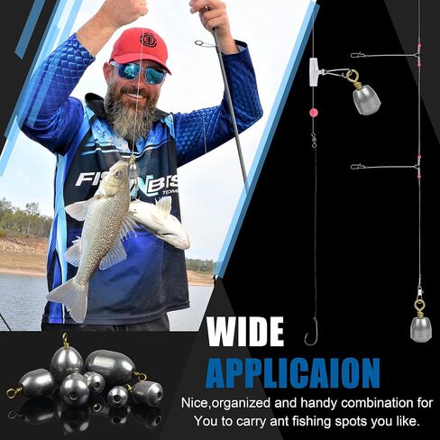 Fishing Weights Sinkers Kit,19/52pcs Bass Casting Sinkers Weights Bell Sinkers Assorted Iron Fishing Weights Drop Catfish Sinkers Weights for Saltwater Freshwater Fishing in Saudi Arabia