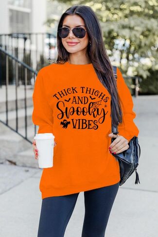 MAXIMGR سويت شيرت نسائي للهالوين، سويت شيرتات مدرسية مخيفة، قمصان مدرسية للهالوين، رسومات لطيفة، أكمام طويلة، بلوفر علوي in Kuwait