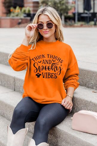 MAXIMGR سويت شيرت نسائي للهالوين، سويت شيرتات مدرسية مخيفة، قمصان مدرسية للهالوين، رسومات لطيفة، أكمام طويلة، بلوفر علوي in Kuwait