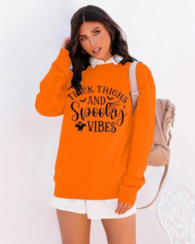 MAXIMGR سويت شيرت نسائي للهالوين، سويت شيرتات مدرسية مخيفة، قمصان مدرسية للهالوين، رسومات لطيفة، أكمام طويلة، بلوفر علوي in Kuwait