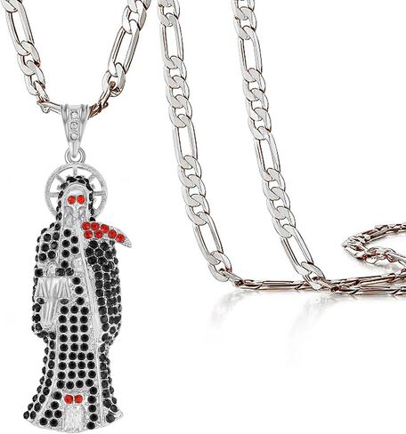 قلادة سانتا مويرتي ألماس مطلية بالذهب عيار 14 قيراط مجوهرات قلادة سانتا مويرتي مع هدية العيد المنجل (فضية 293) in Kuwait