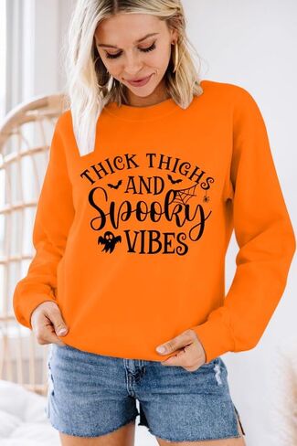 MAXIMGR سويت شيرت نسائي للهالوين، سويت شيرتات مدرسية مخيفة، قمصان مدرسية للهالوين، رسومات لطيفة، أكمام طويلة، بلوفر علوي in Kuwait