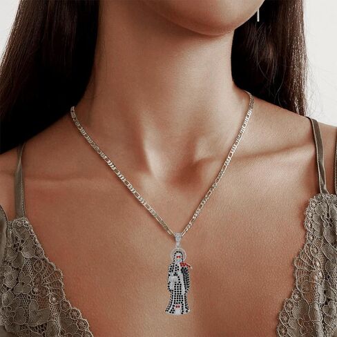 قلادة سانتا مويرتي ألماس مطلية بالذهب عيار 14 قيراط مجوهرات قلادة سانتا مويرتي مع هدية العيد المنجل (فضية 293) in Kuwait